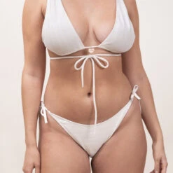 Culotte De Bain Ă Noeuds Taille Haute - Ivoire Pool Day Maille Jacquard