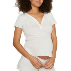 Cache Coeur T-shirt De Grossesse Et D'allaitement - Cache Cœur Lingerie - Blanc TROUSSEAU