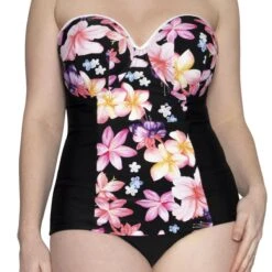Tankini Armatures Curvy Kate Maillot TROPICANA Black Print Tropicana