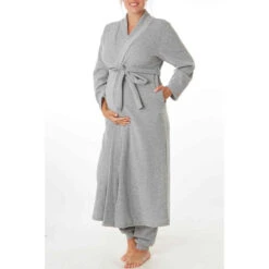 Veste Longue Grossesse Grise Cache Coeur Lingerie Sweethome SWEETHOME